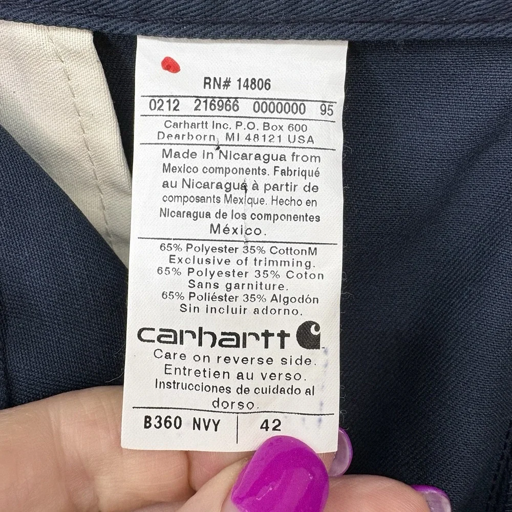 Carhartt Canvas Work Shorts‎ Mens Sz 42 Navy Blue Relaxed Fit Utility Rugged